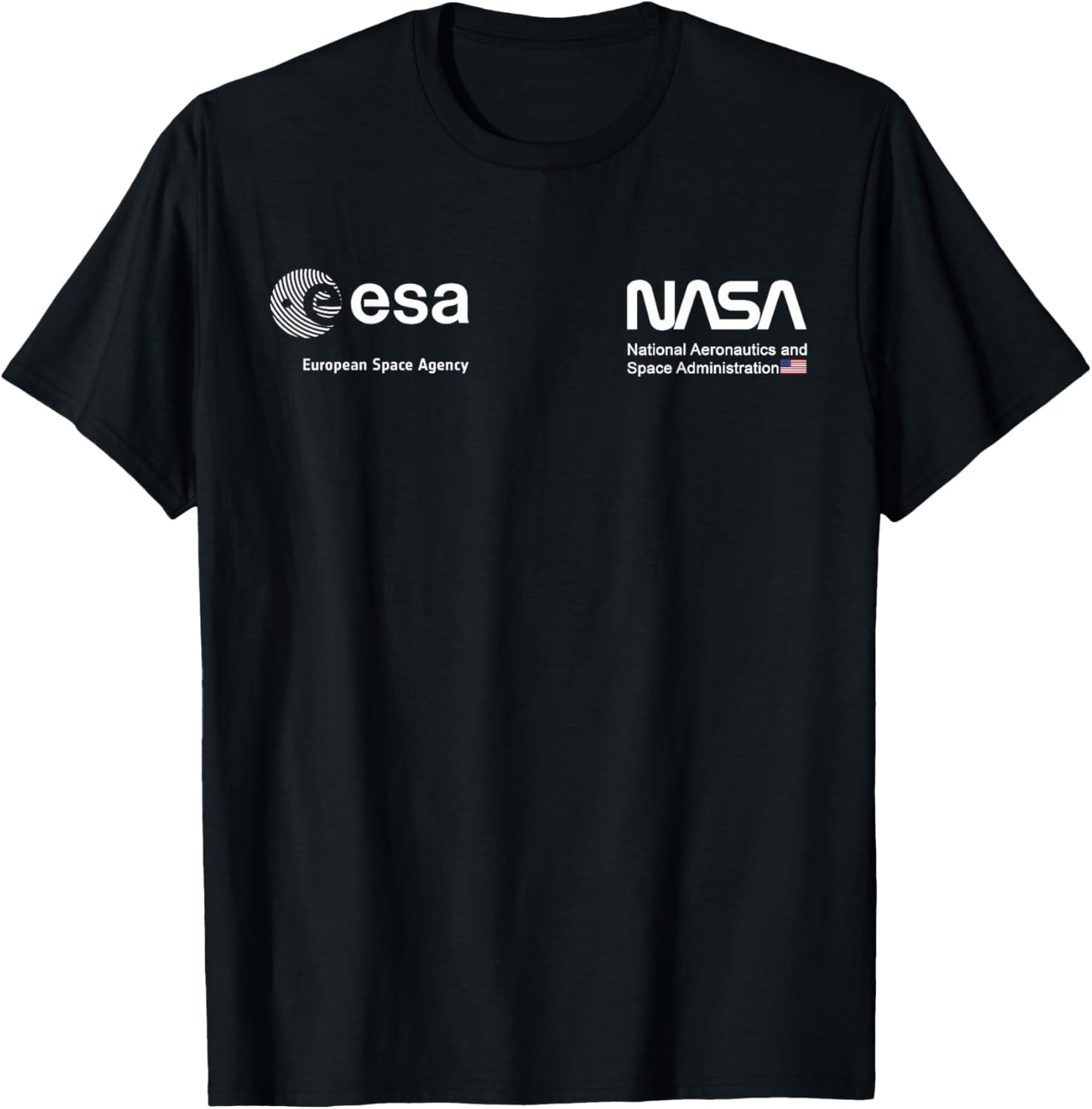 NASA Worm and ESA Famous Logo and Classic T-Shirt - T-Shirt | Black