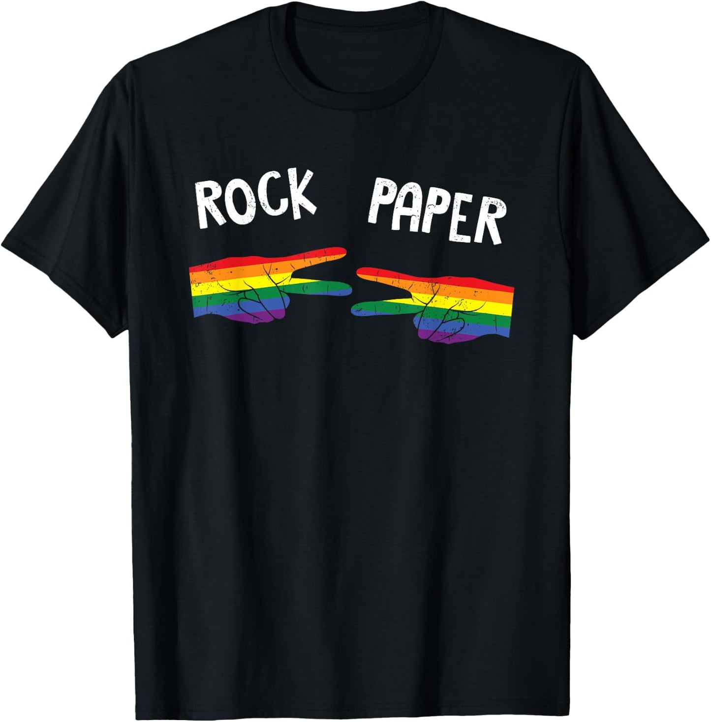 LGBT Rock Paper LGBTQ Lesbian Gay Pride Grunge T-Shirt - T-Shirt | Black