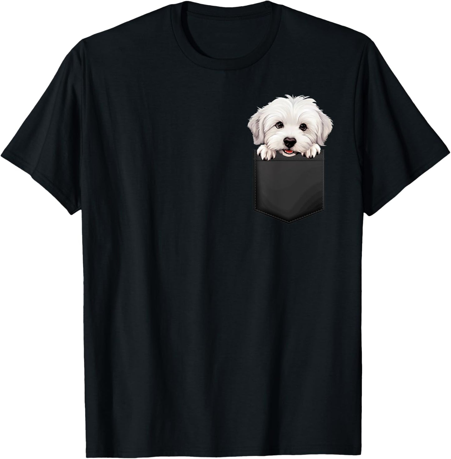 Tulear Cotton Puppy in Pocket Adorable Animal Lover , Black, S T-Shirt - T-Shirt | Black