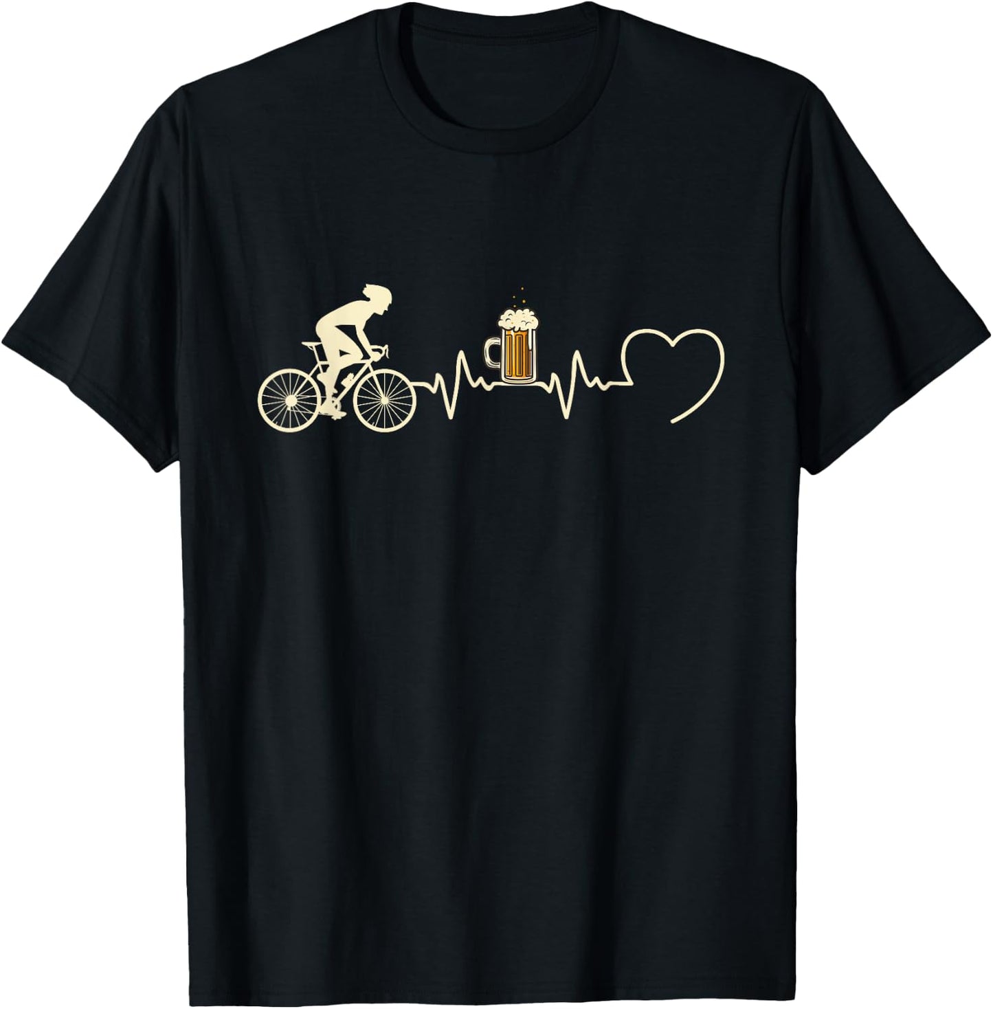 Homme Humour Velo Rigolo Humoristique Marrant Herren Damen Radfahrer Schwarz S Klassisch Kurzarm Doppelt Genähter Saum Geschenkidee Radfahrer Humor Bier Herzschlag Fahrrad T-Shirt - T-Shirt | Black