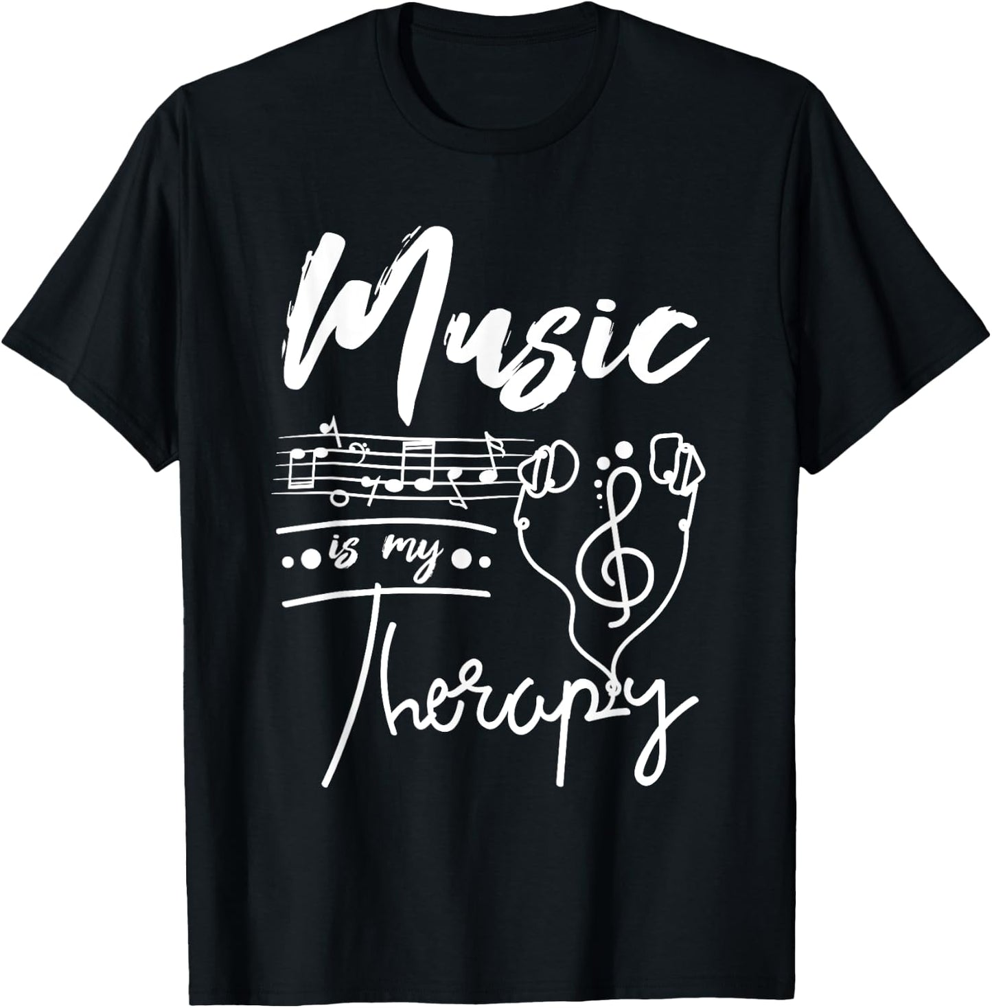 Music is my therapy T-Shirt - T-Shirt | Black