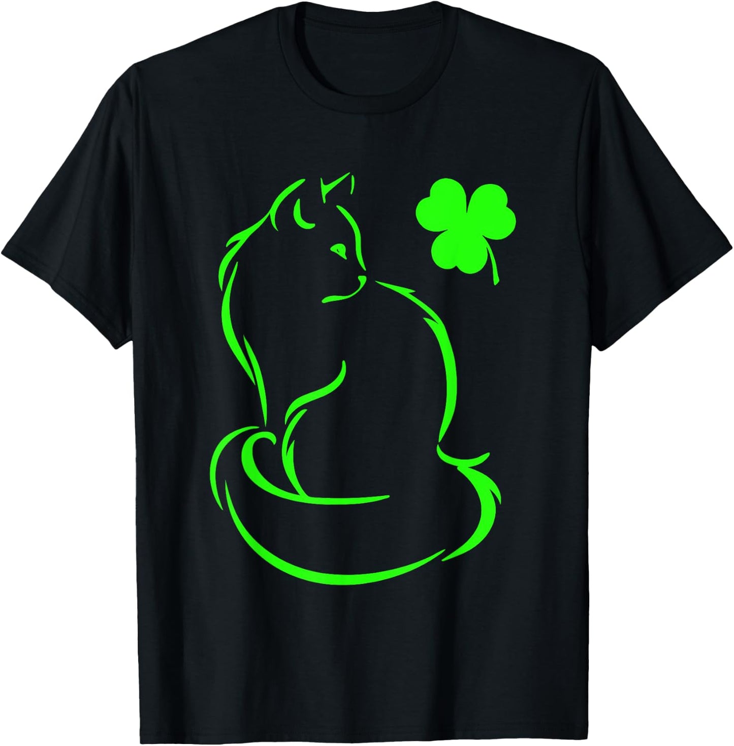 Shamrock Green Cat St Patricks Day Cat Lovers Cat Mom Women T-Shirt - T-Shirt | Black