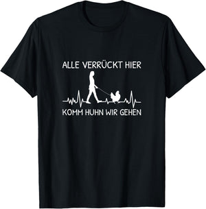 Alle Verrückt Hier Komm Huhn Wir Gehen Landwirt Herzschlag T-Shirt - T-Shirt | Black