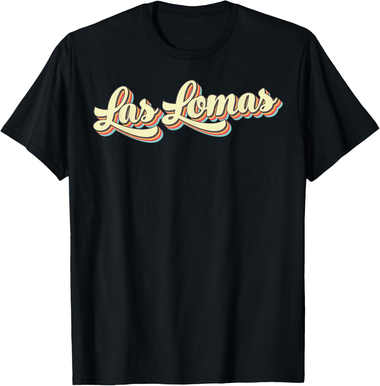 Las Lomas Retro Art Baseball Font Vintage T-Shirt - T-Shirt | Black