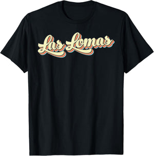 Las Lomas Retro Art Baseball Font Vintage T-Shirt - T-Shirt | Black