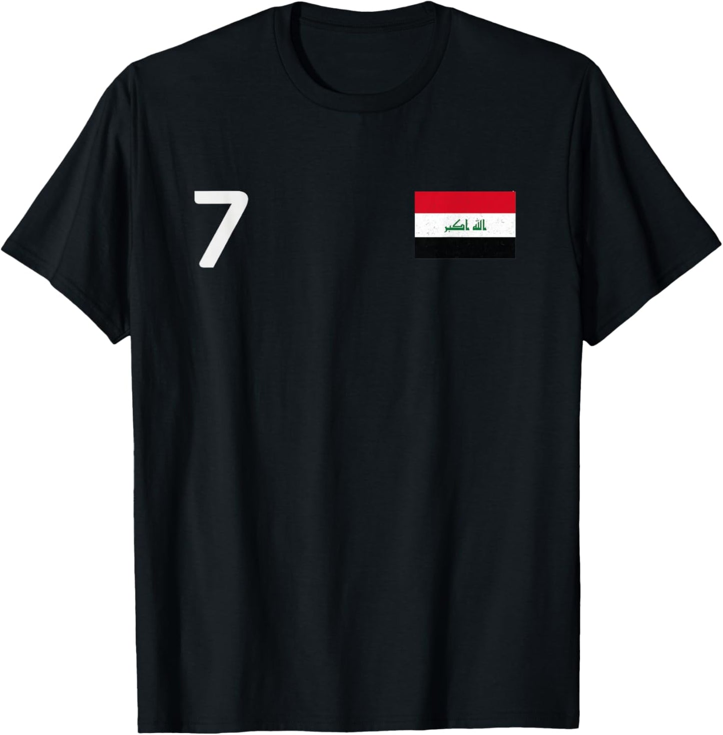 Iraq Number 7 National Flag Country Pride Heritage T-Shirt - T-Shirt | Black