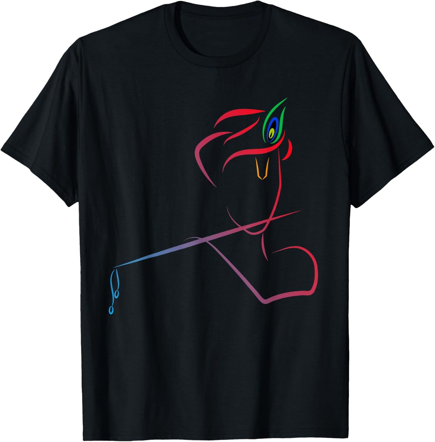 Lord Sri Krishna Designed T-Shirt - T-Shirt | Black