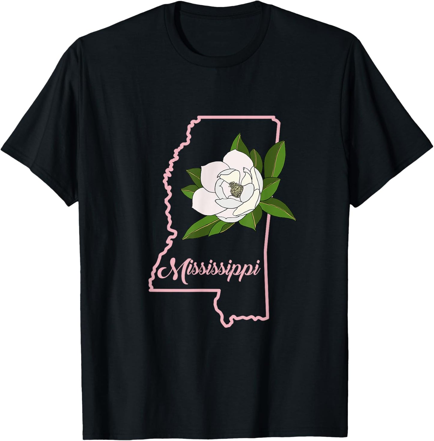 Mississippi Magnolia Flower T-Shirt - T-Shirt | Black