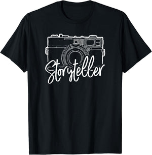 Cute Photography Storyteller With Camera T-Shirt - T-Shirt | Black