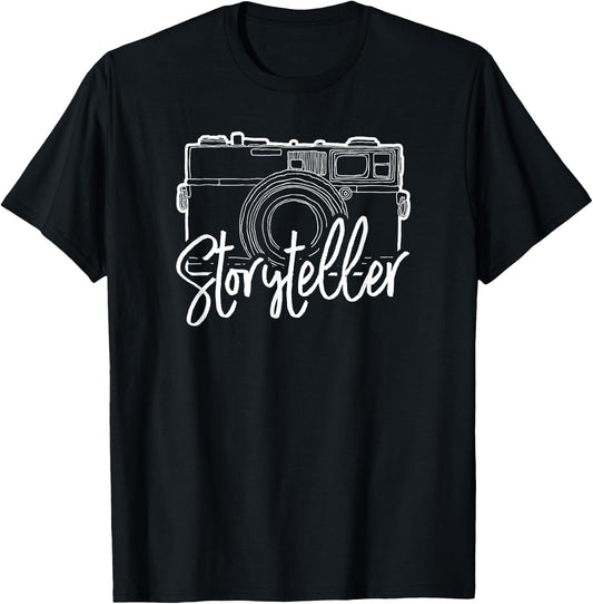 Cute Photography Storyteller With Camera T-Shirt - T-Shirt | Black