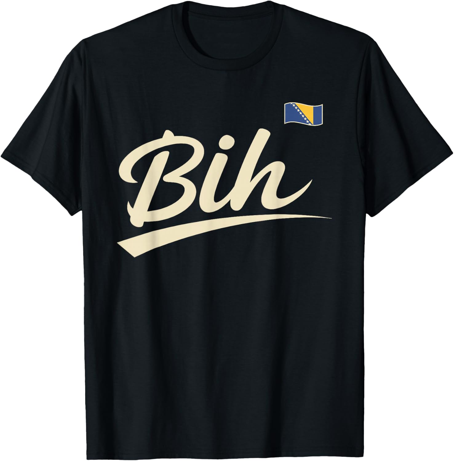 Bosnia and Herzegovina Vintage Script Fan T-Shirt - T-Shirt | Black