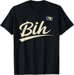 Bosnia and Herzegovina Vintage Script Fan T-Shirt - T-Shirt | Black