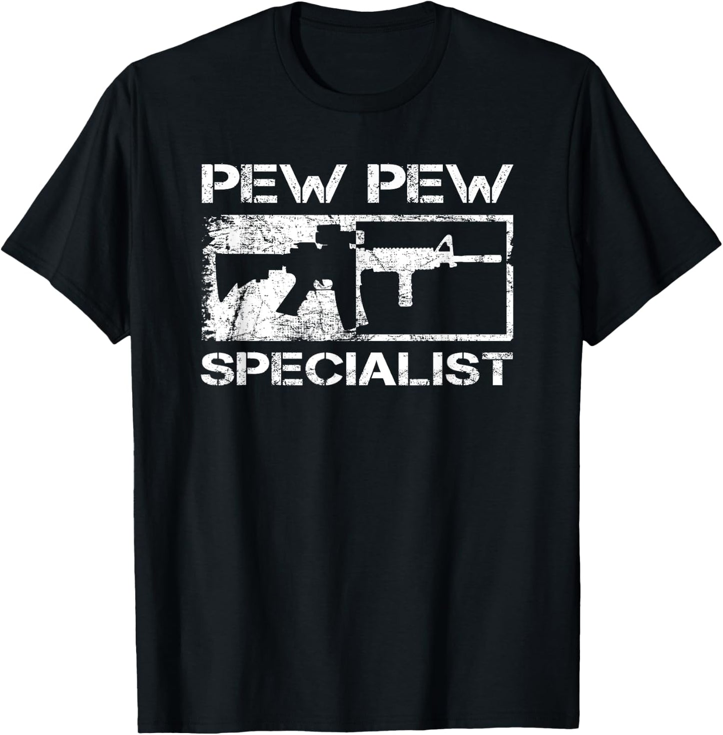 Pew Pew Specialist / Pro Gun 5.56 AR15 Rifle M4 Funny Gun T-Shirt - T-Shirt | Black