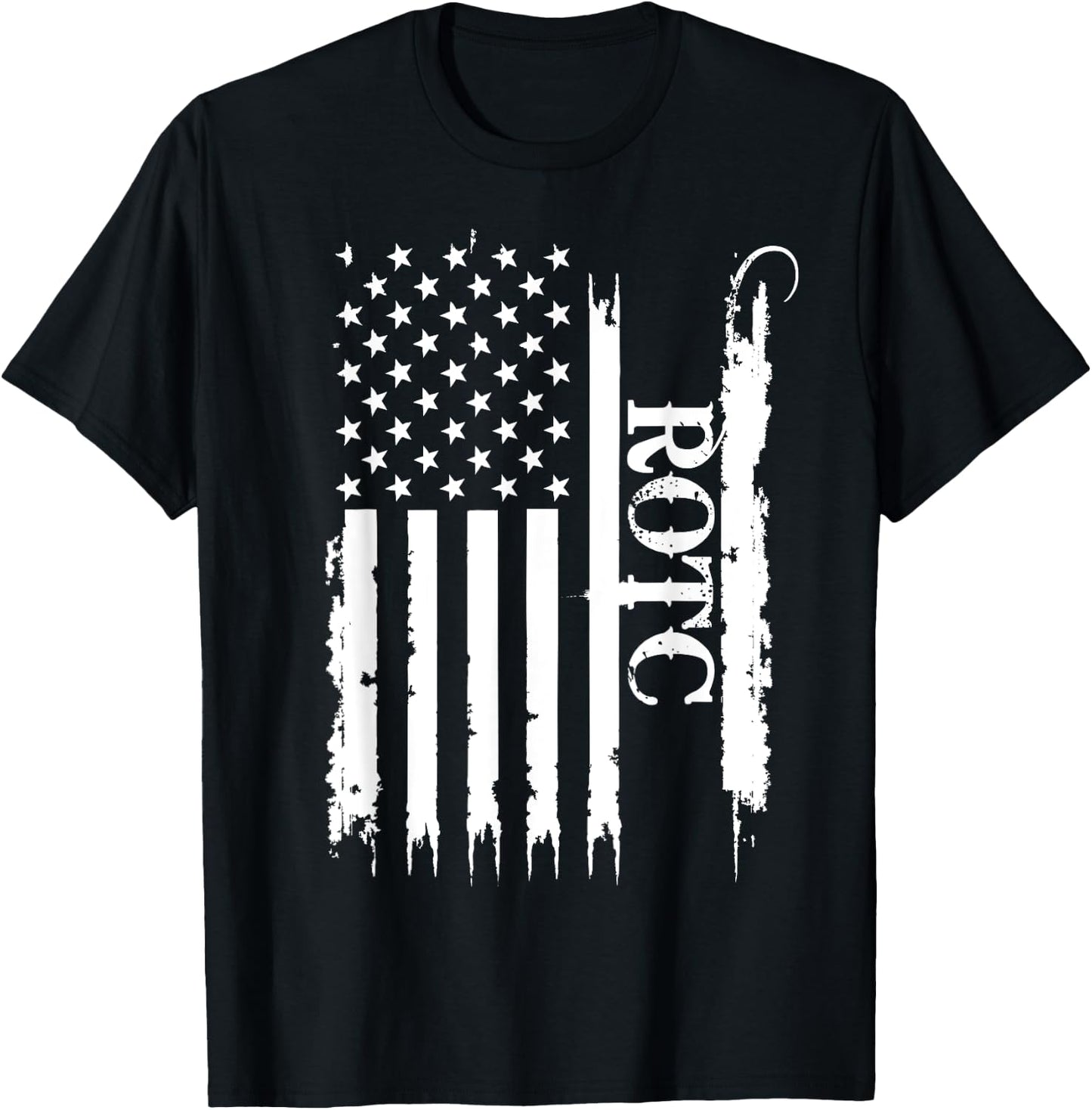 ROTC United States Distressed w US Flag T-Shirt - T-Shirt | Black