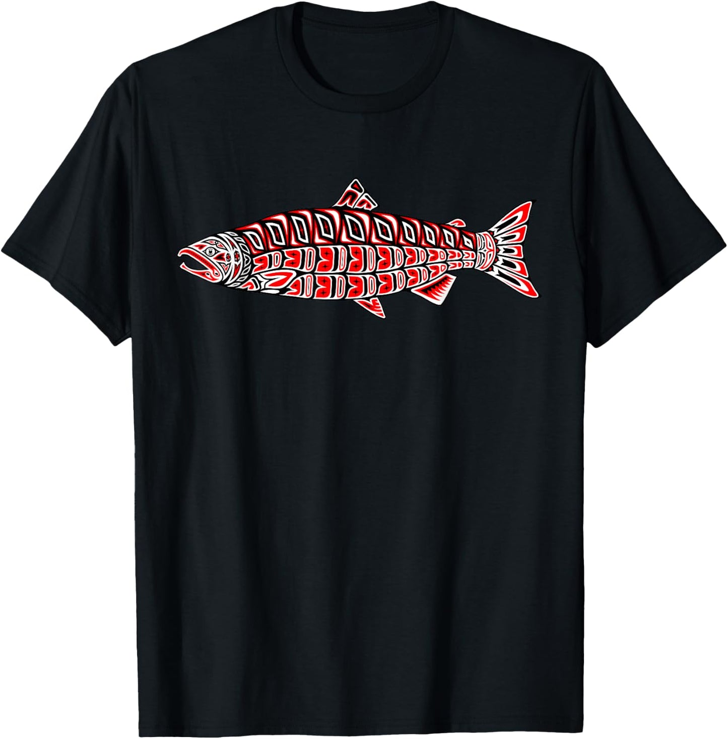 Salmon Native American Indian Pacific Northwest Coast Coho T-Shirt - T-Shirt | Black