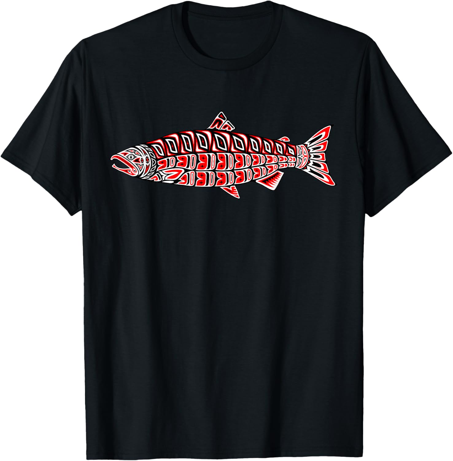 Salmon Native American Indian Pacific Northwest Coast Coho T-Shirt - T-Shirt | Black