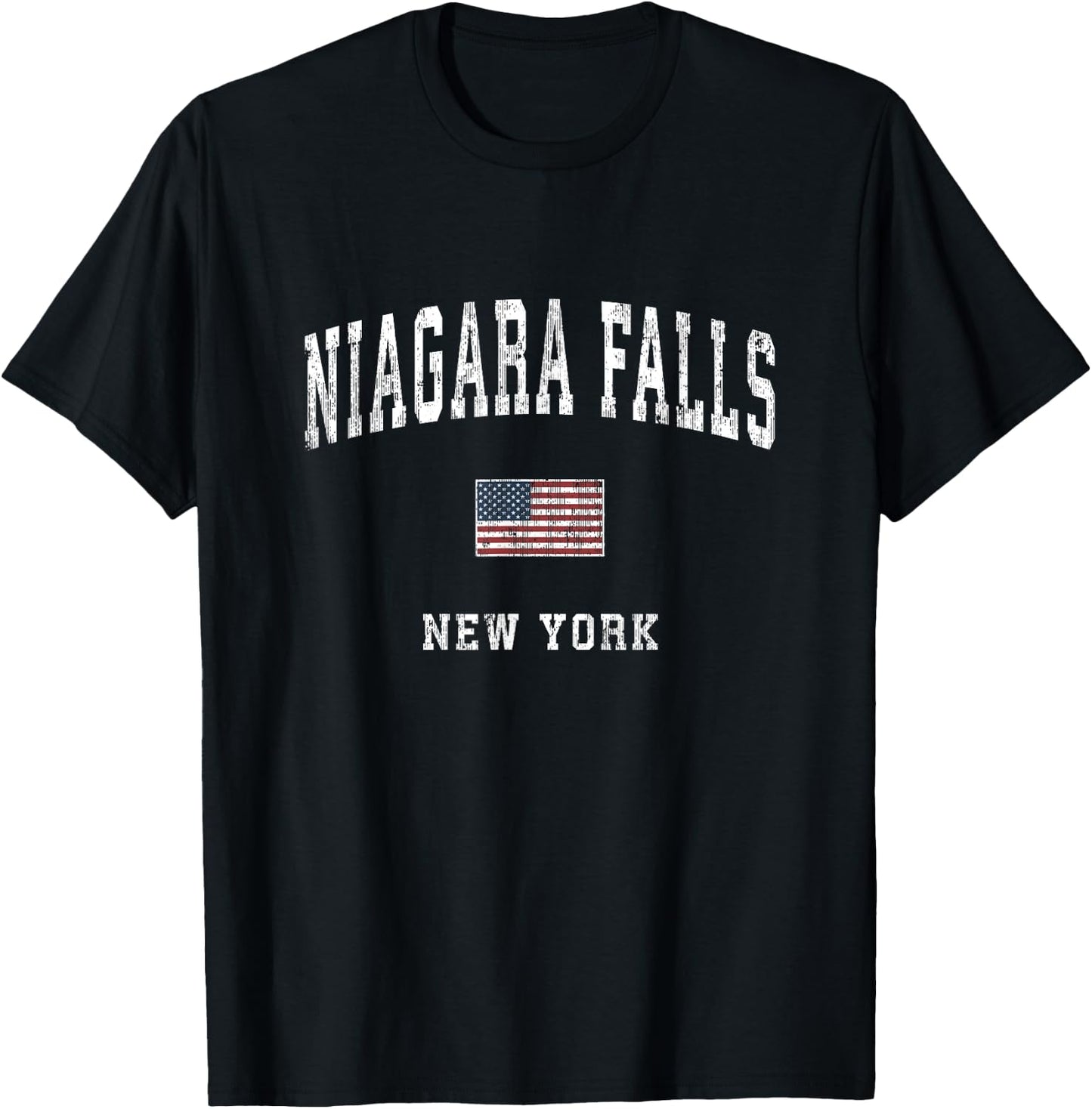 Niagara Falls New York NY Vintage American Flag Sports T-Shirt - T-Shirt | Black