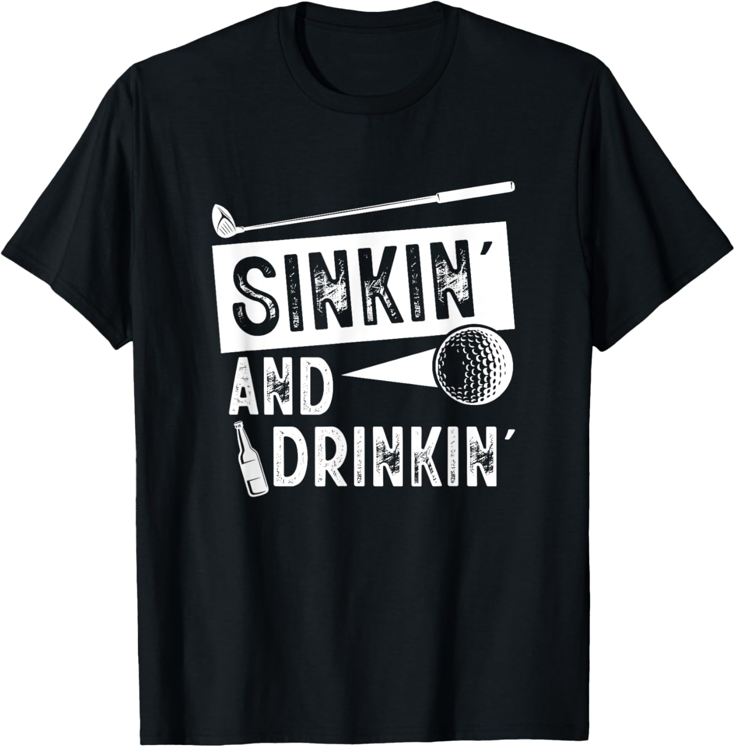 Sinkin' And Drinkin' - Funny Sinking And Drinking Golf T-Shirt - T-Shirt | Black