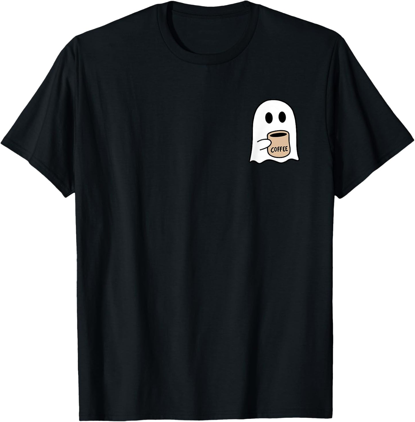 Ghost Drinking Coffee Funny Halloween Costume Coffee Lover T-Shirt - T-Shirt | Black