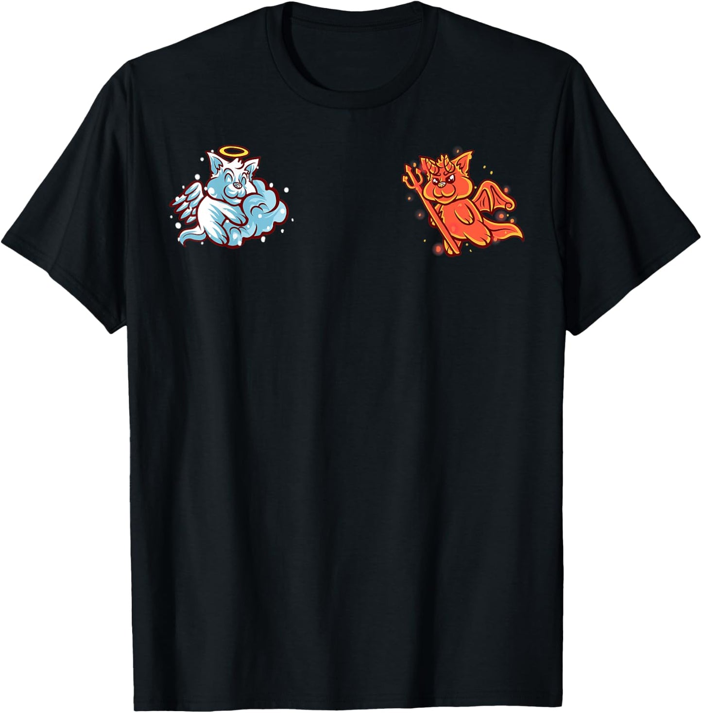 Red Squirrel Angel And Devil Sitting On Your Shoulder Nerd T-Shirt - T-Shirt | Black