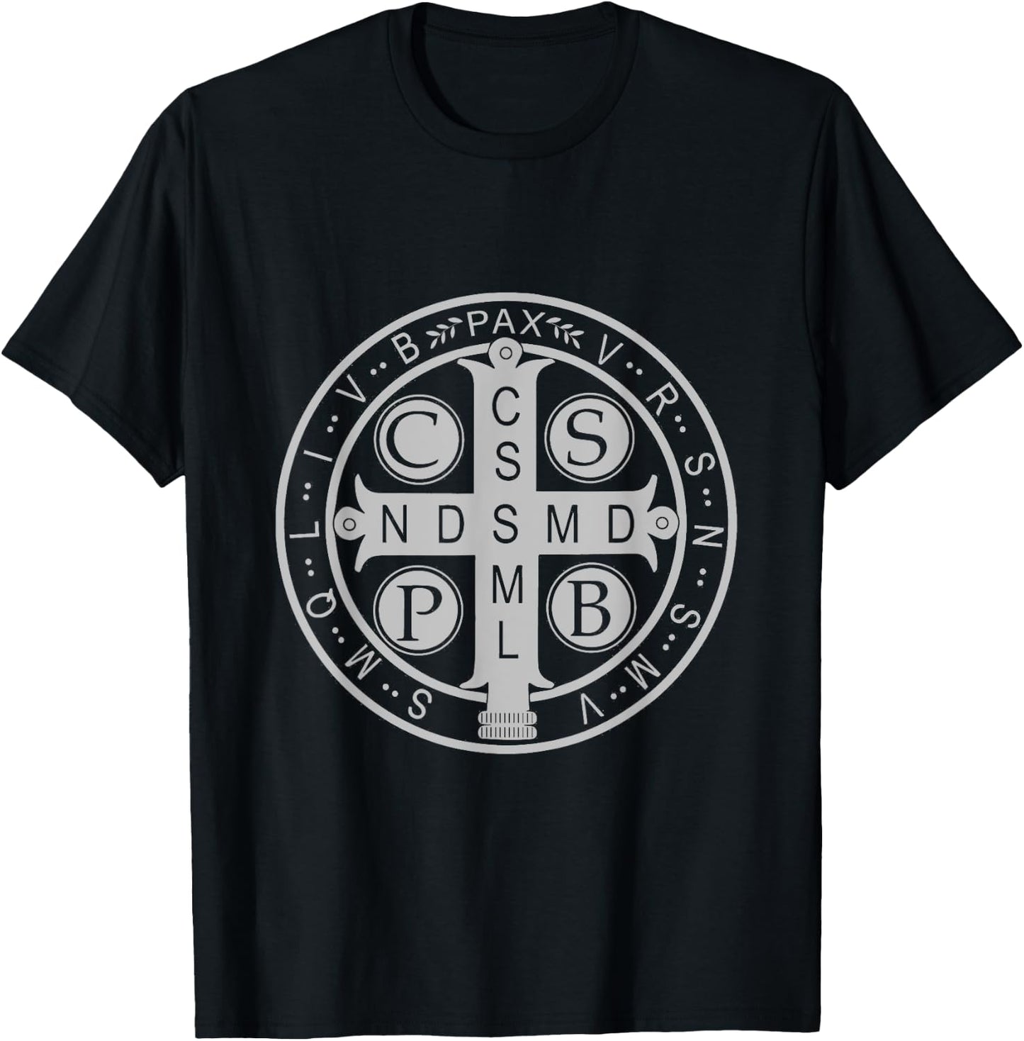 St. Benedict Medal - Traditional Latin Catholic Christian T-Shirt - T-Shirt | Black