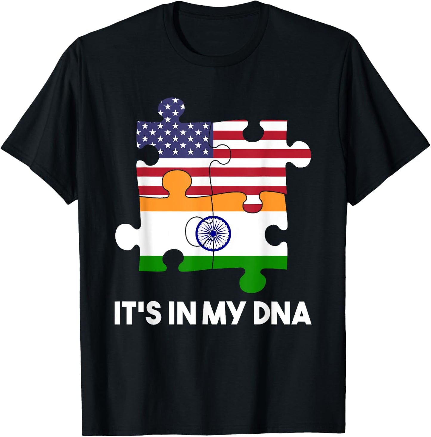 India Proud Flag Day Hindi Sikh America American Fingerprint T-Shirt - T-Shirt | Black