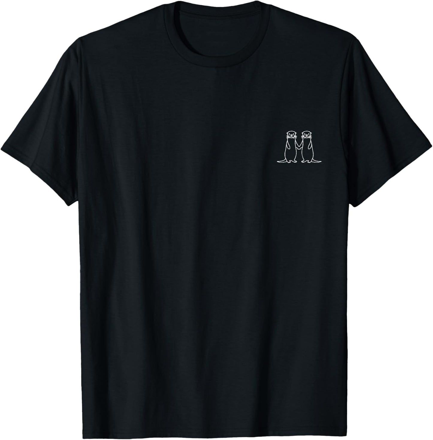 with Otter Hands Holding Minimalism, black T-Shirt - T-Shirt | Black