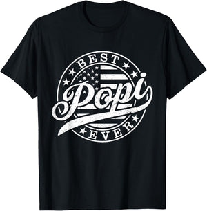 Best Popi Ever American US Flag Funny Grandpa Father's Day T-Shirt - T-Shirt | Black