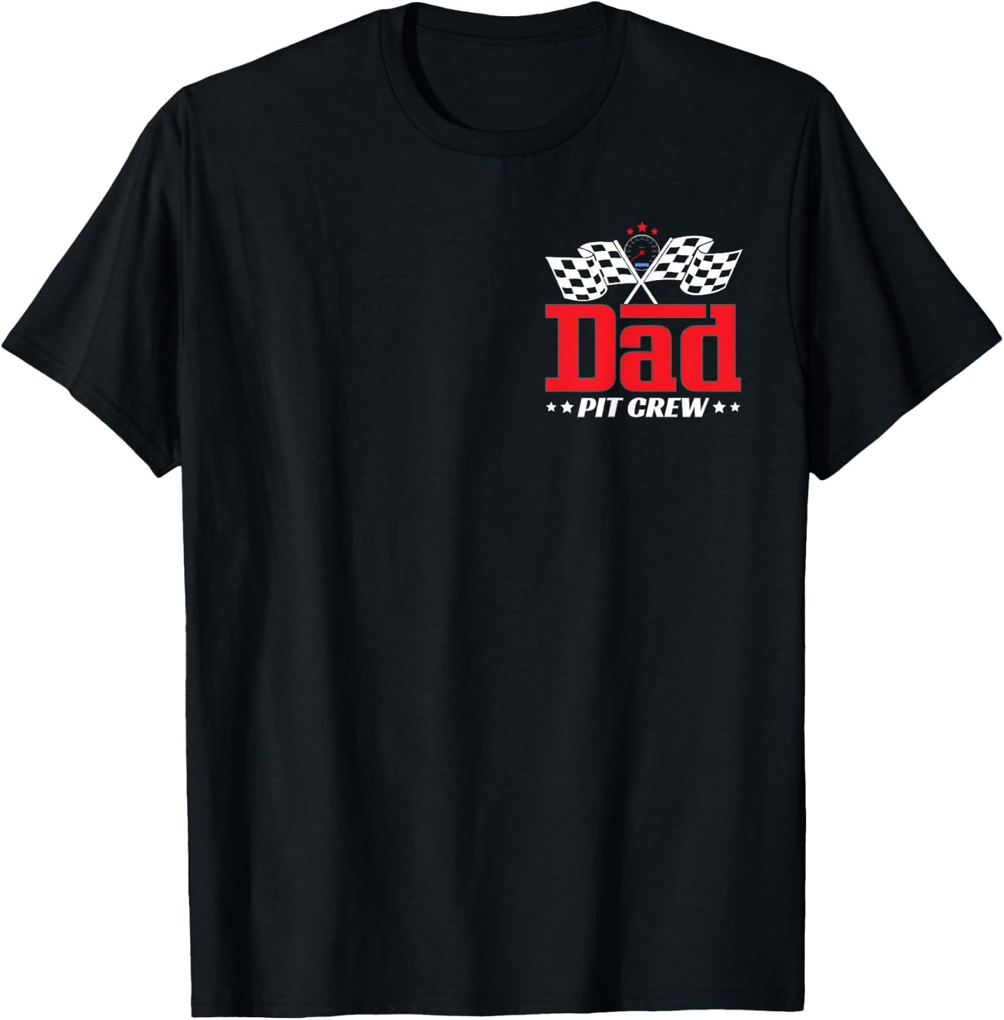 Dad Pit Crew Race Car Speed Checkered Racer Father's Day T-Shirt - T-Shirt | Black