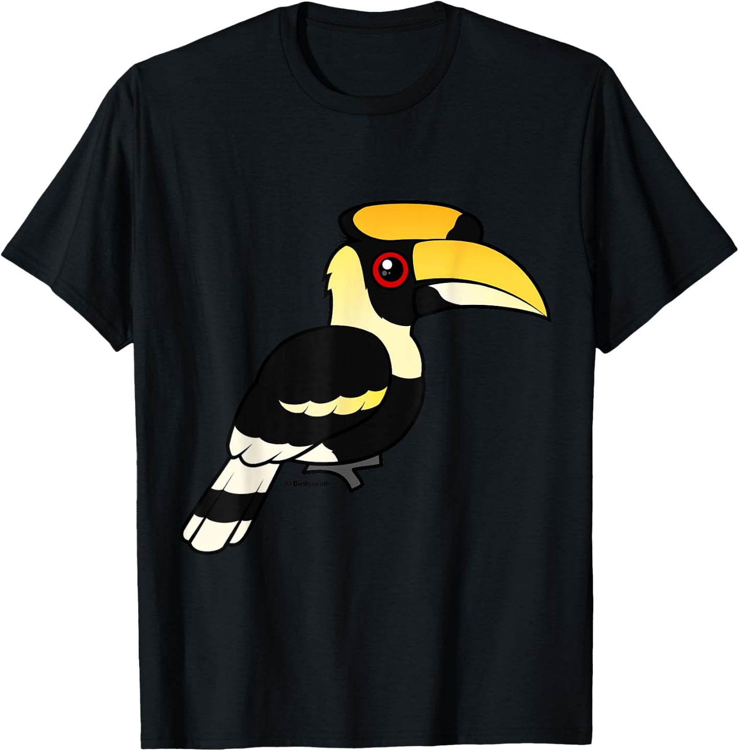 Great Hornbill Cute Cartoon Birdorable Bird T-Shirt - T-Shirt | Black