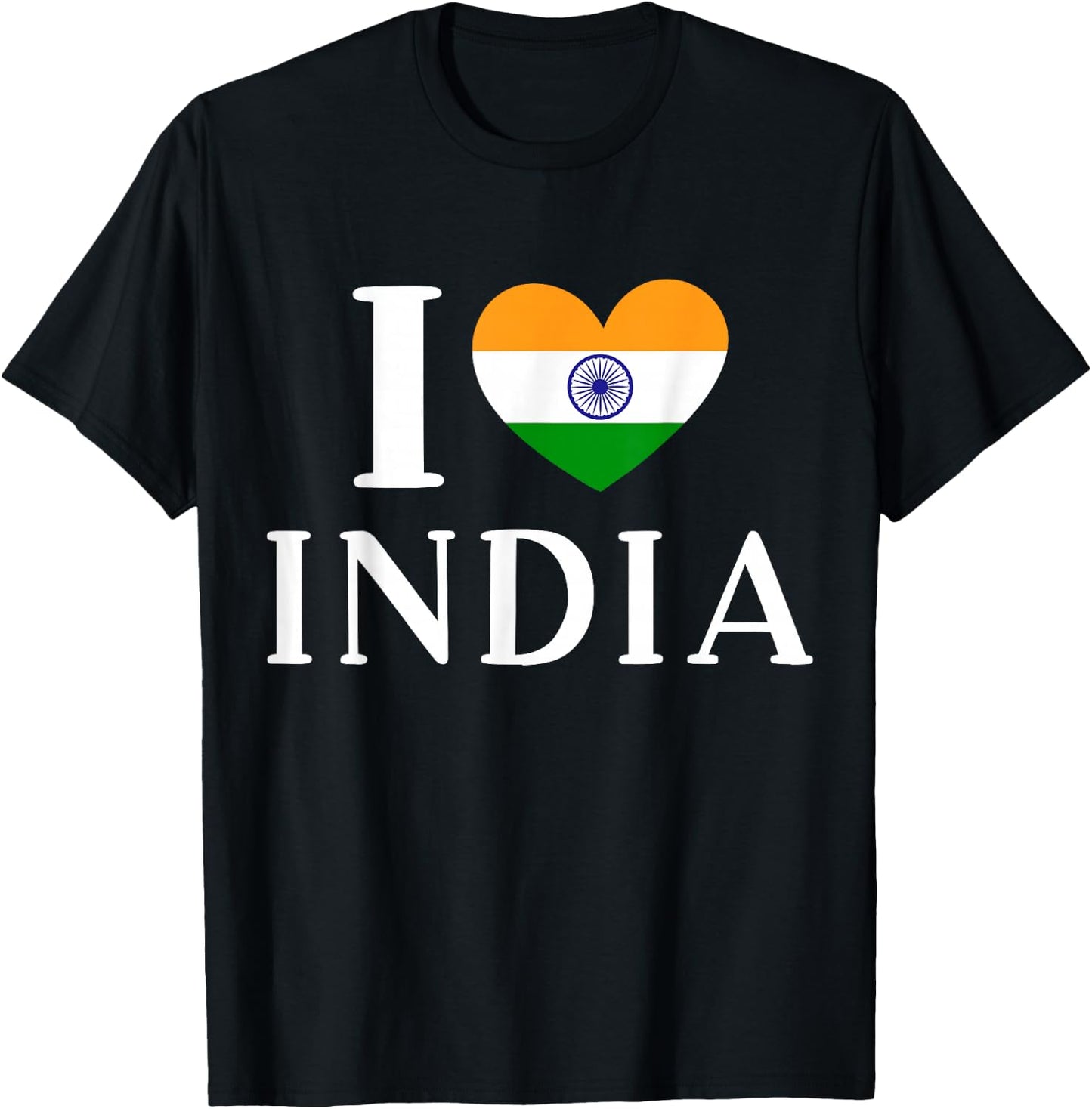 I Love India Flag Heart , Black, S T-Shirt - T-Shirt | Black