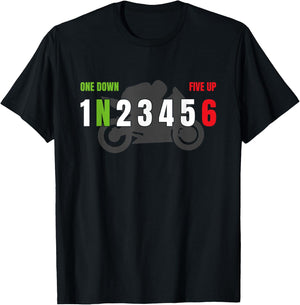 Motorrad Gangschaltung One Down Five Up Biker Racing T-Shirt - T-Shirt | Black