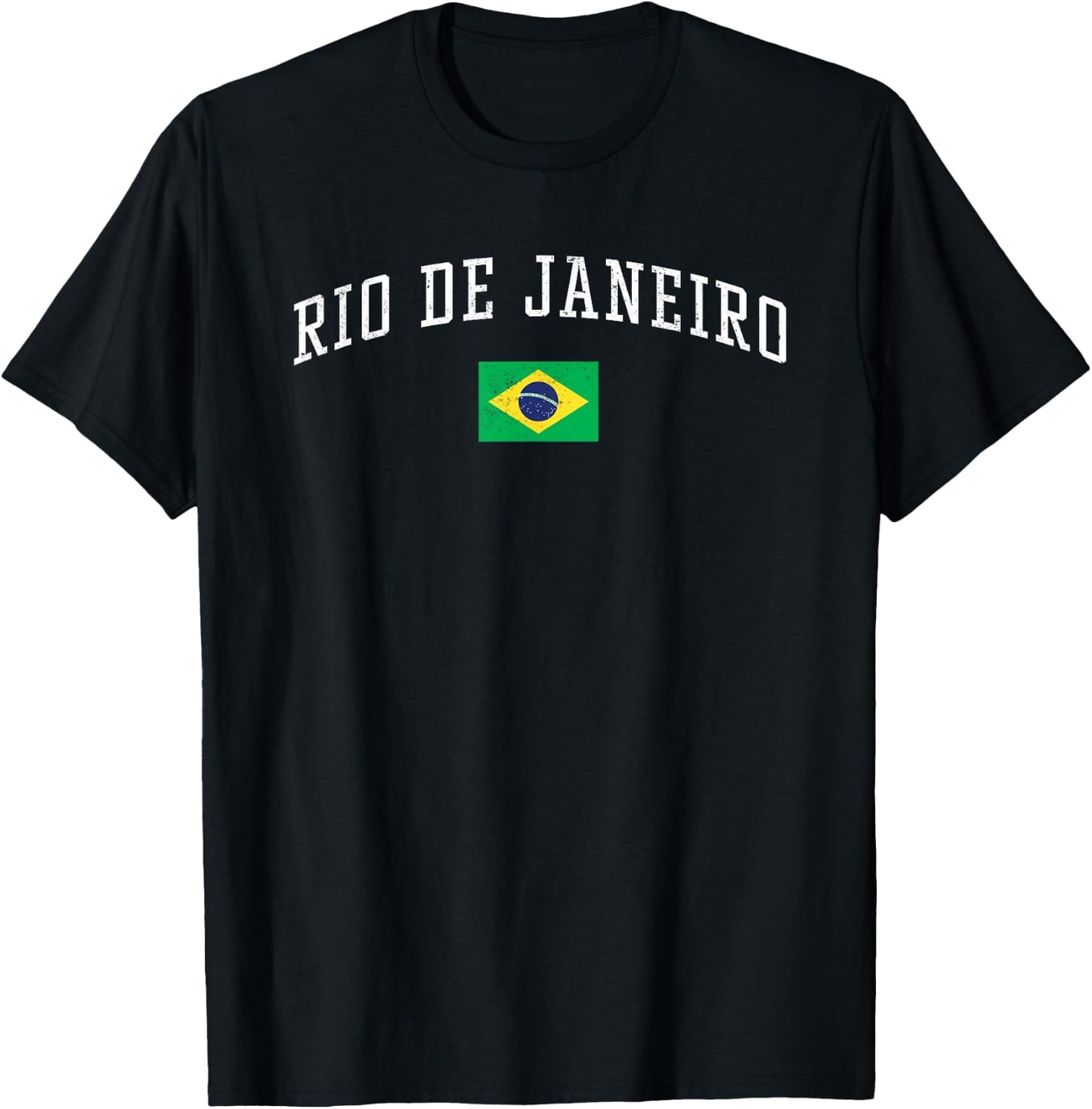 Vintage Rio de Janeiro Brasil Country Flag Souvenir Vacation T-Shirt - T-Shirt | Black