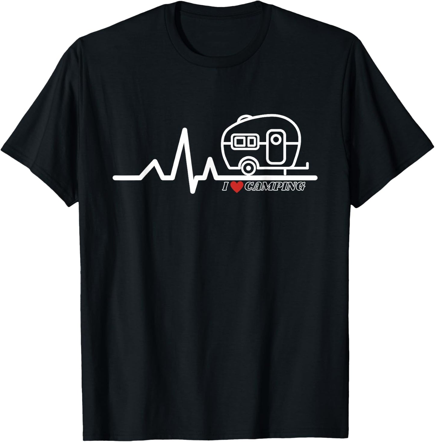 I Love Camping Tent Place Caravan Motif for Holiday , black T-Shirt - T-Shirt | Black