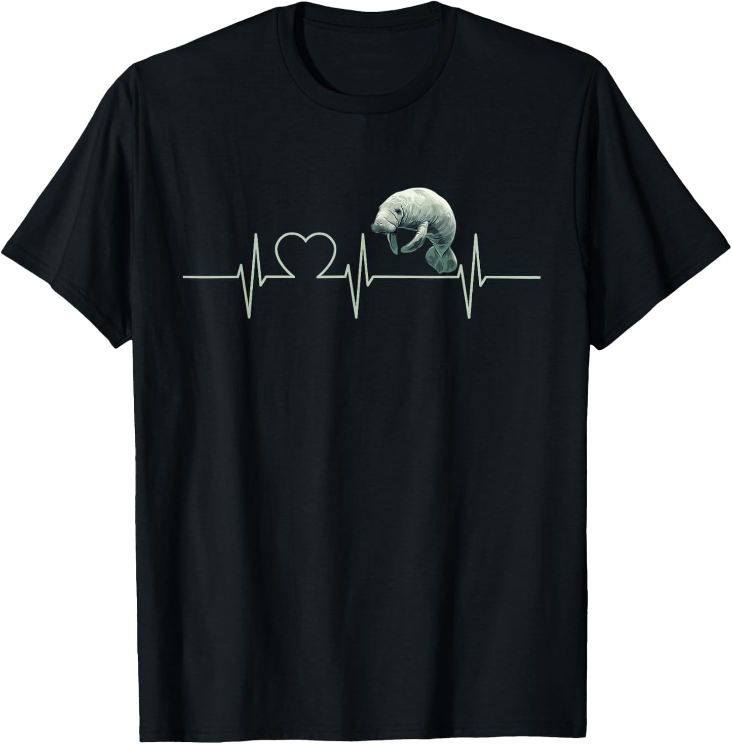 Manatees Manatee Heartbeat T-Shirt - T-Shirt | Black