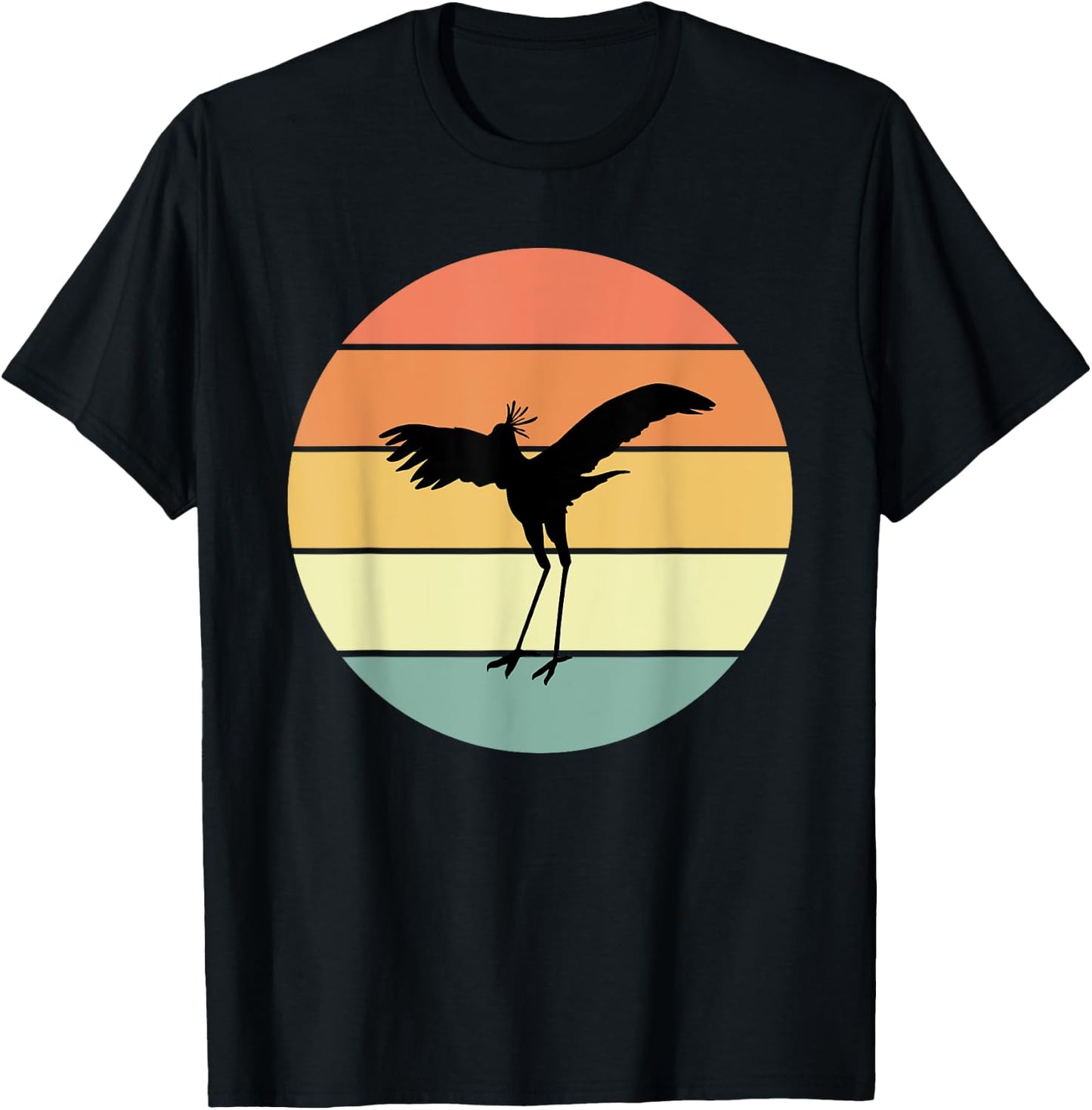 Retro Secretary Bird Apparel Birds Love Birding T-Shirt - T-Shirt | Black