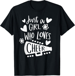 Just A Girl Who Loves Cheer Funny Sport Lover Cheerleading T-Shirt - T-Shirt | Black
