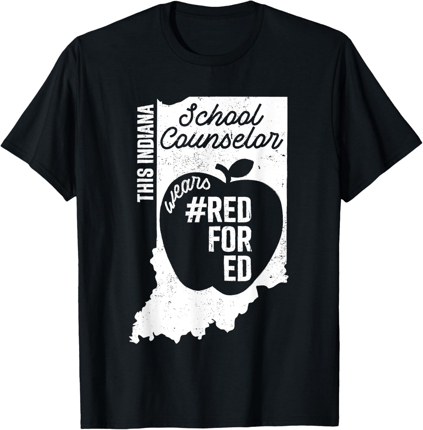 Red For Ed Indiana School Counselor IN State Rally RedforEd T-Shirt - T-Shirt | Black