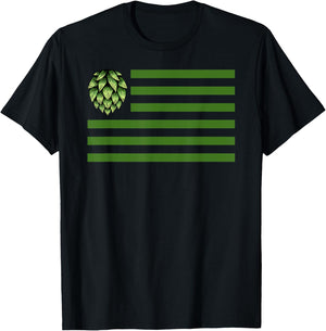 Hop Flag Shirt - Beer Lovers Shirt - Craft Beer Enthusiast T-Shirt - T-Shirt | Black