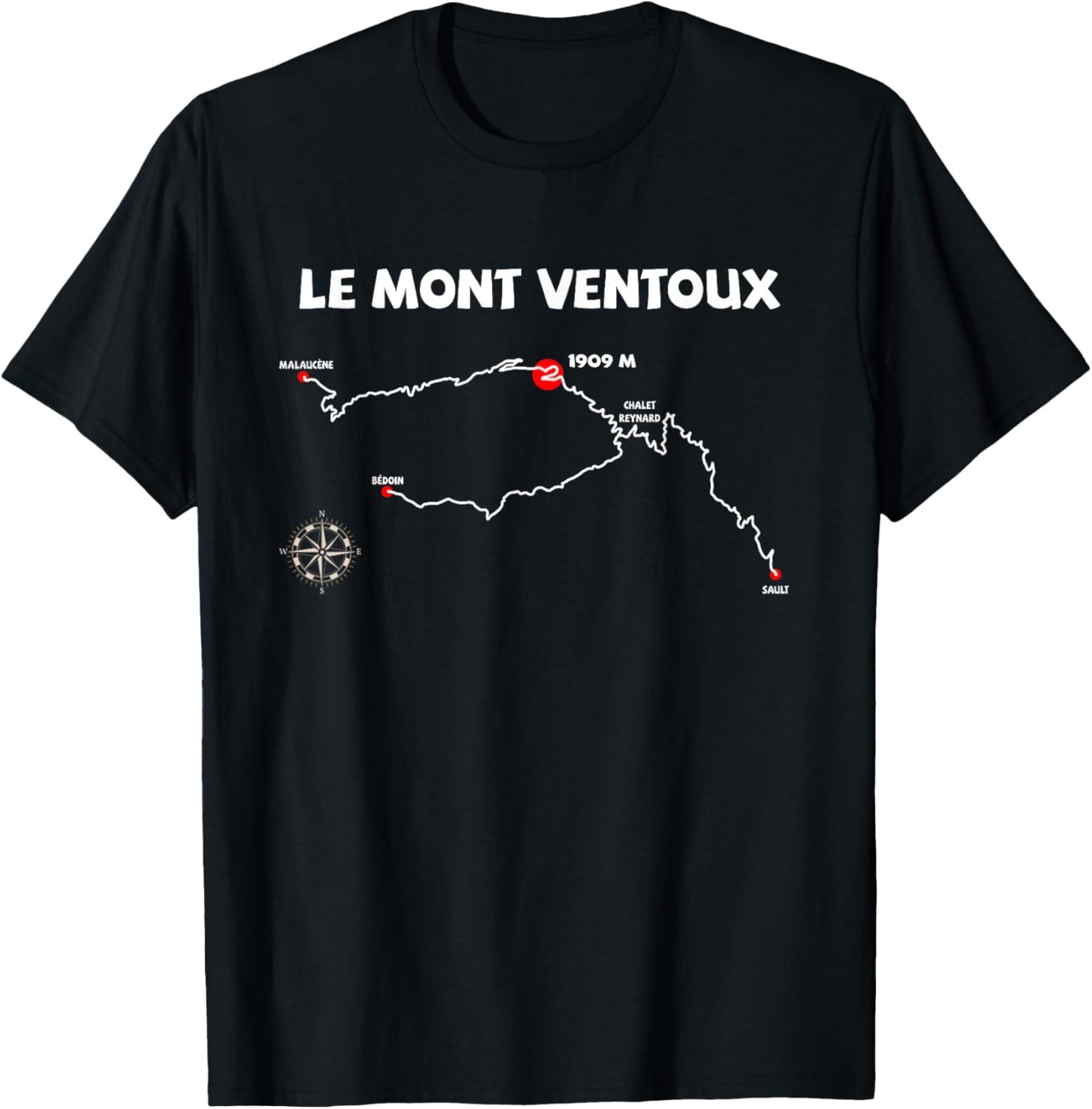 Le Mont Ventoux France Cycling Serpentines Leisure , Black, S T-Shirt - T-Shirt | Black