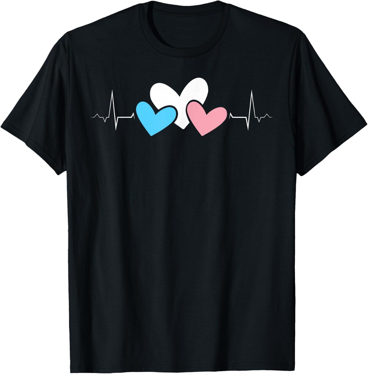 Transgender Hearts Heartbeat LGBTQ+ Pride Love Colors T-Shirt - T-Shirt | Black
