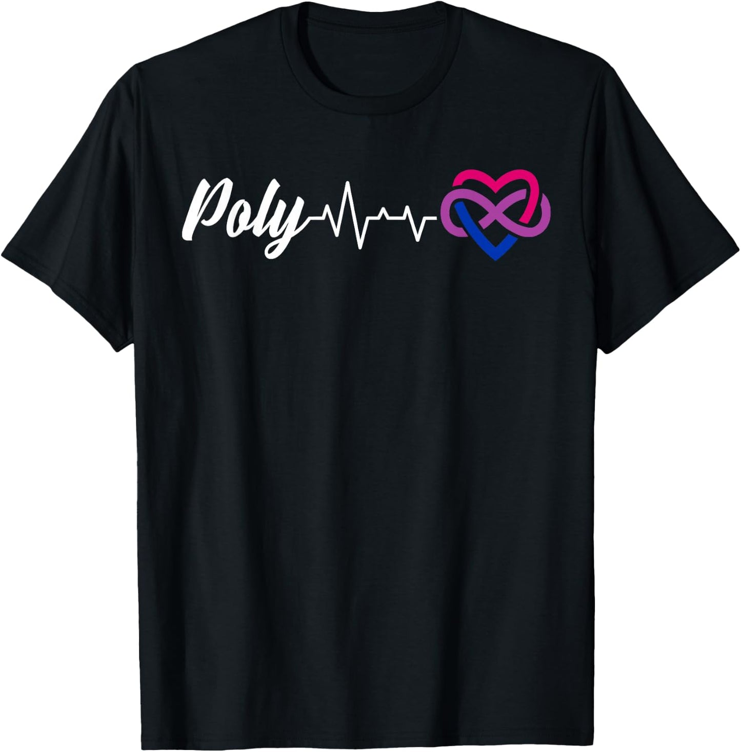 Poly Heartbeat Infinity Love in Bisexual Colors T-Shirt - T-Shirt | Black