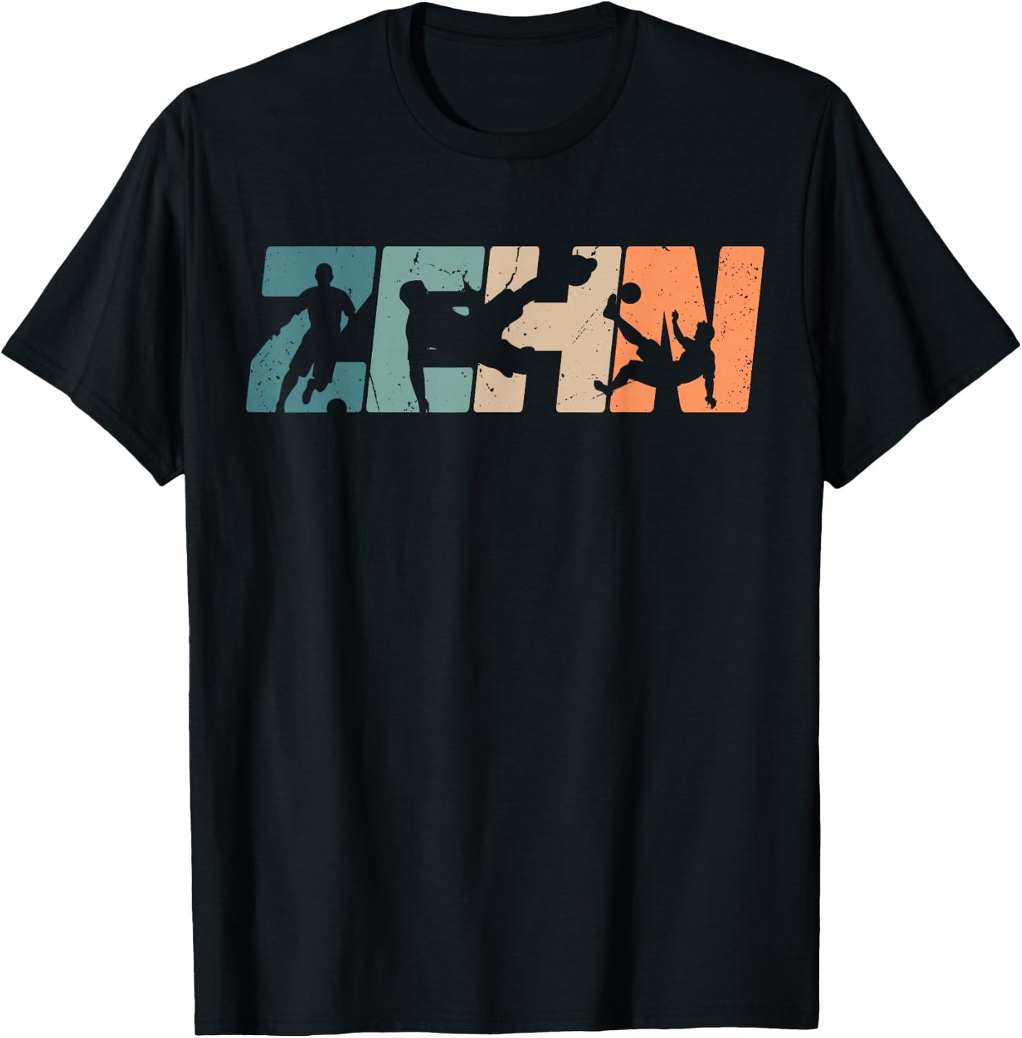 10. Geburtstag Retro Fussball Fan Spieler 10 Jahre Junge T-Shirt - T-Shirt | Black