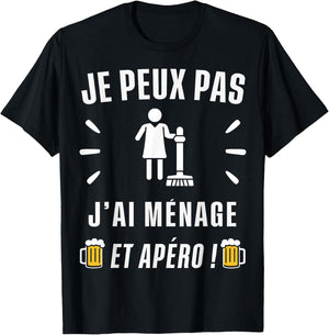 Je peux pas j'ai Ménage , Black, S T-Shirt - T-Shirt | Black