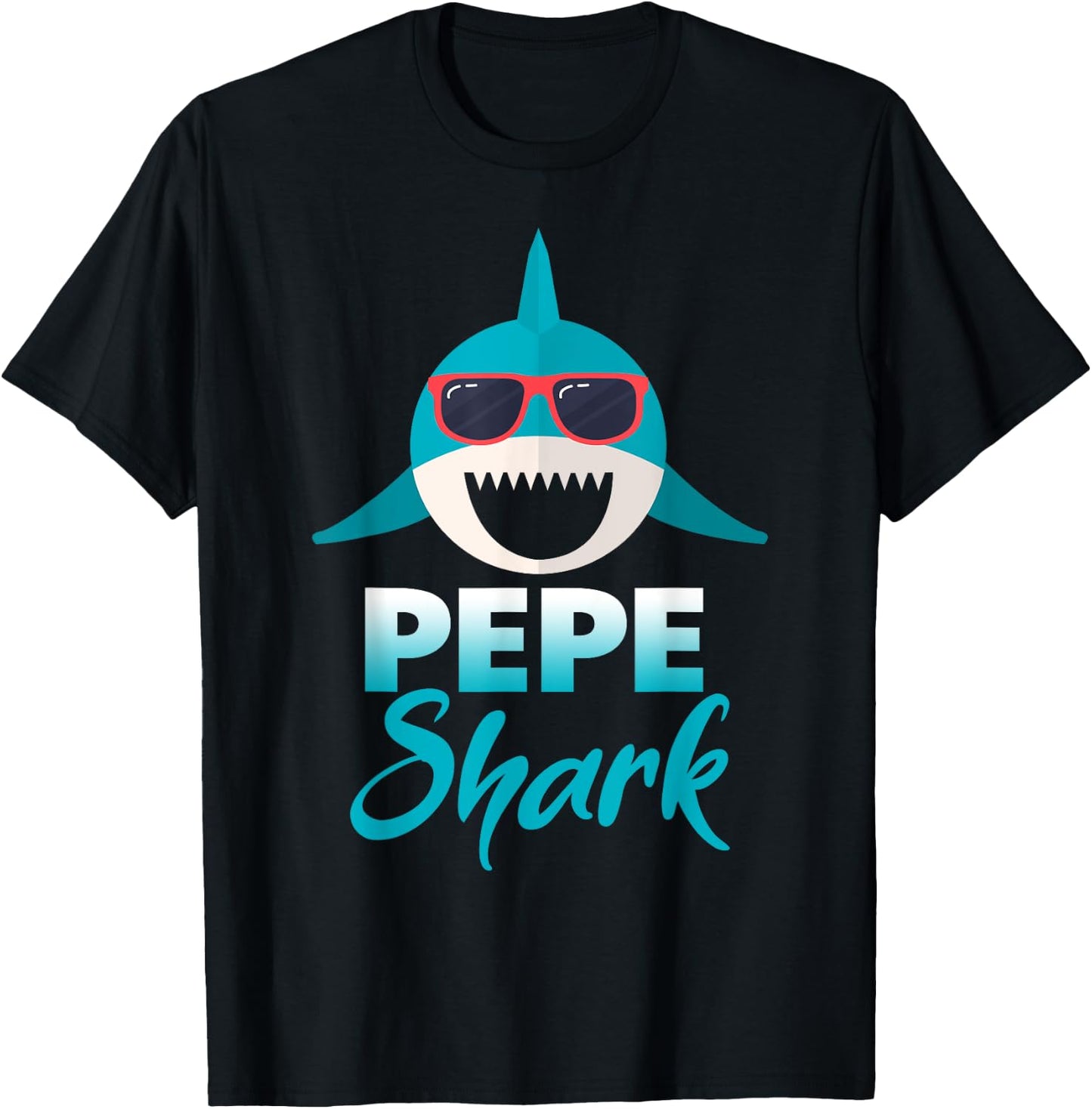 Pepe Shark Wearing Cool Sunglasses Grandpa T-Shirt - T-Shirt | Black