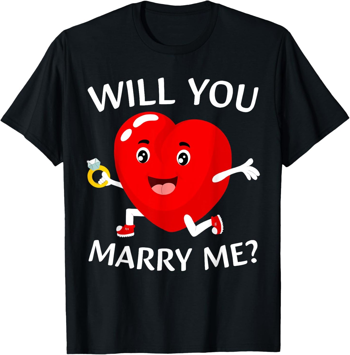 Will You Marry Me? Love Heart Marriage Proposal Wedding Art T-Shirt - T-Shirt | Black