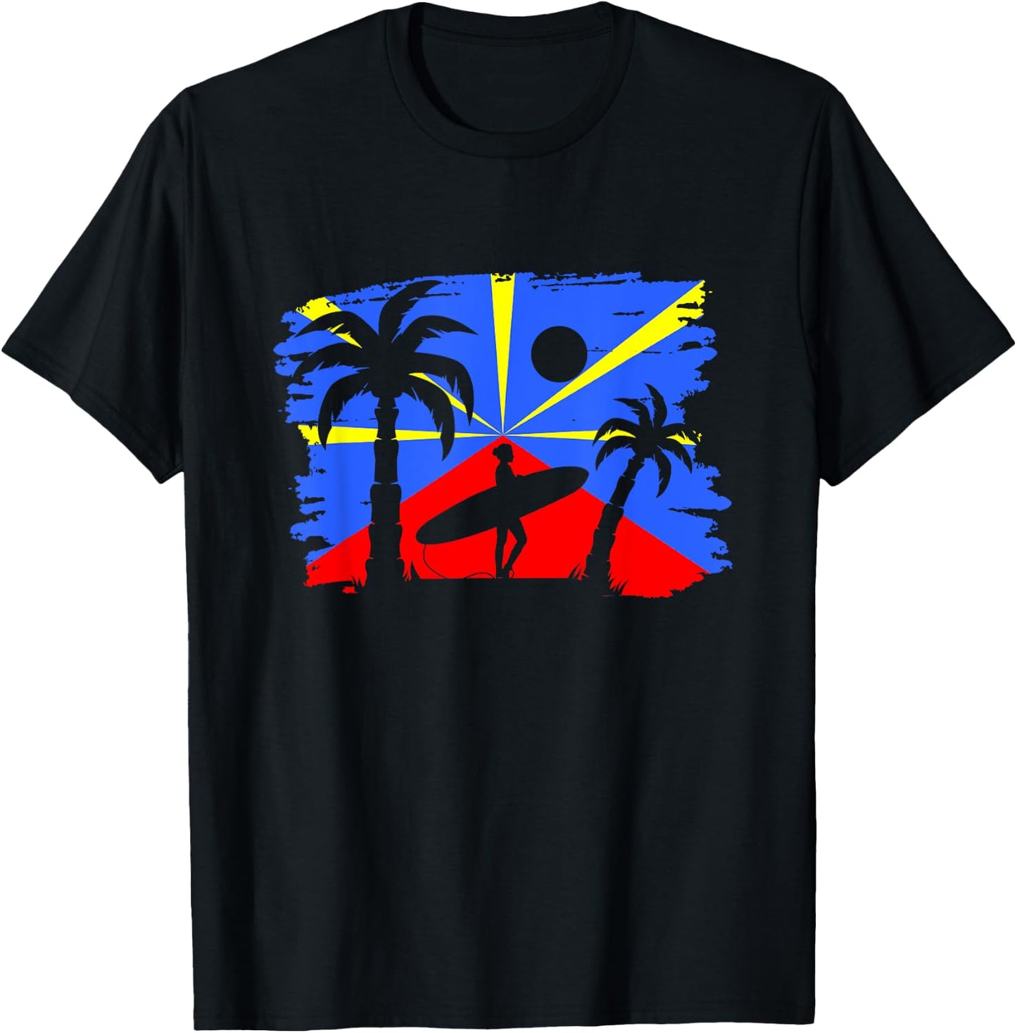 Reunion Island Flag Reunion Reunion Island Vintage , Black, S T-Shirt - T-Shirt | Black
