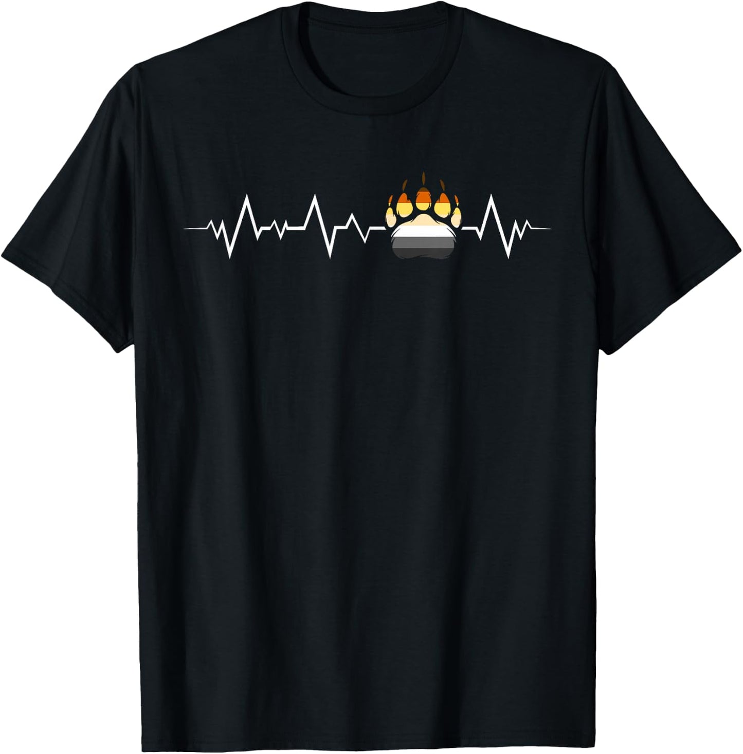 Fierté Ours Battement Cœur Patte Bear Flag T-Shirt - T-Shirt | Black