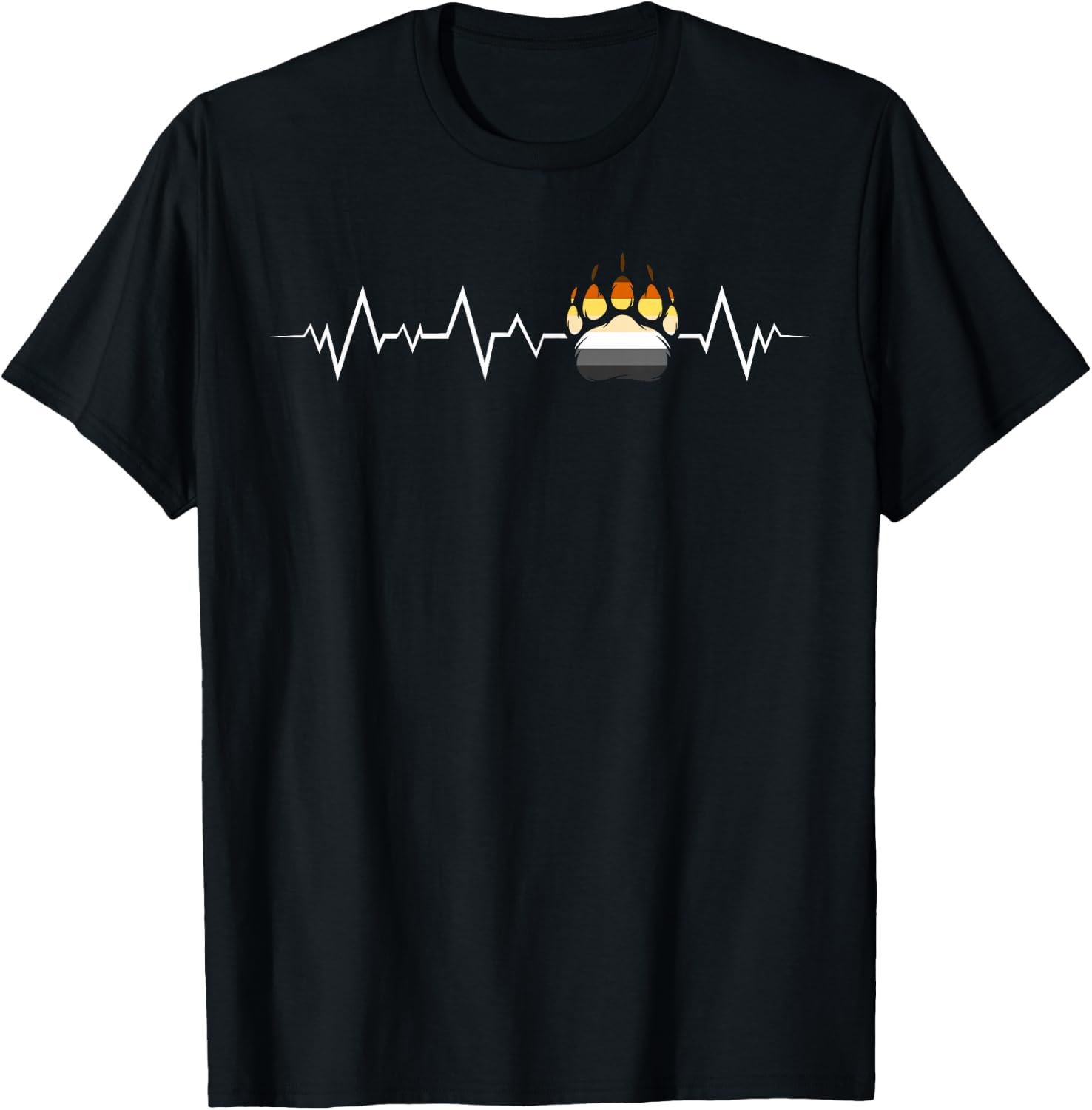 Fierté Ours Battement Cœur Patte Bear Flag T-Shirt - T-Shirt | Black