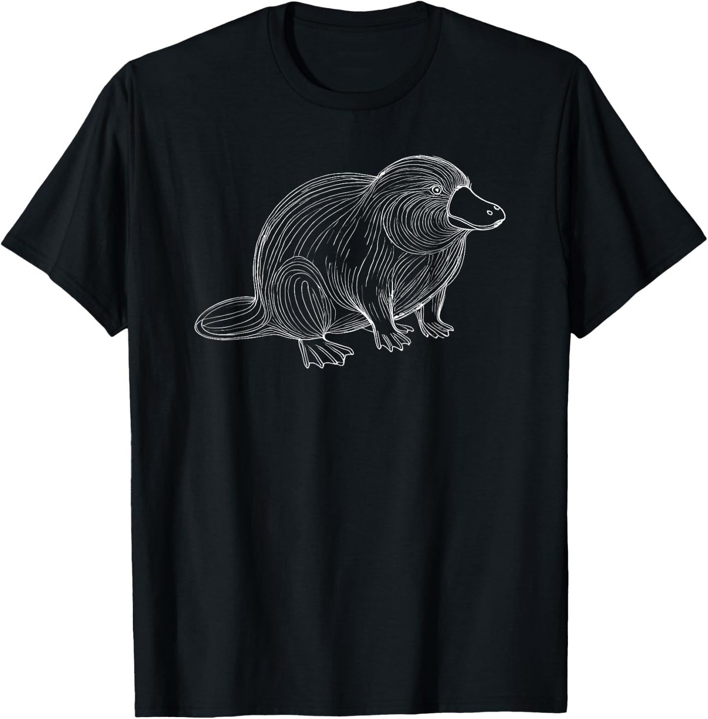 Line Art Platypus Platypuses Duckbill T-Shirt - T-Shirt | Black